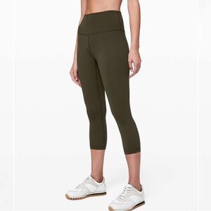 Lululemon Wunder Under Crop High Rise Full On Luxtreme 21" Dark Olive